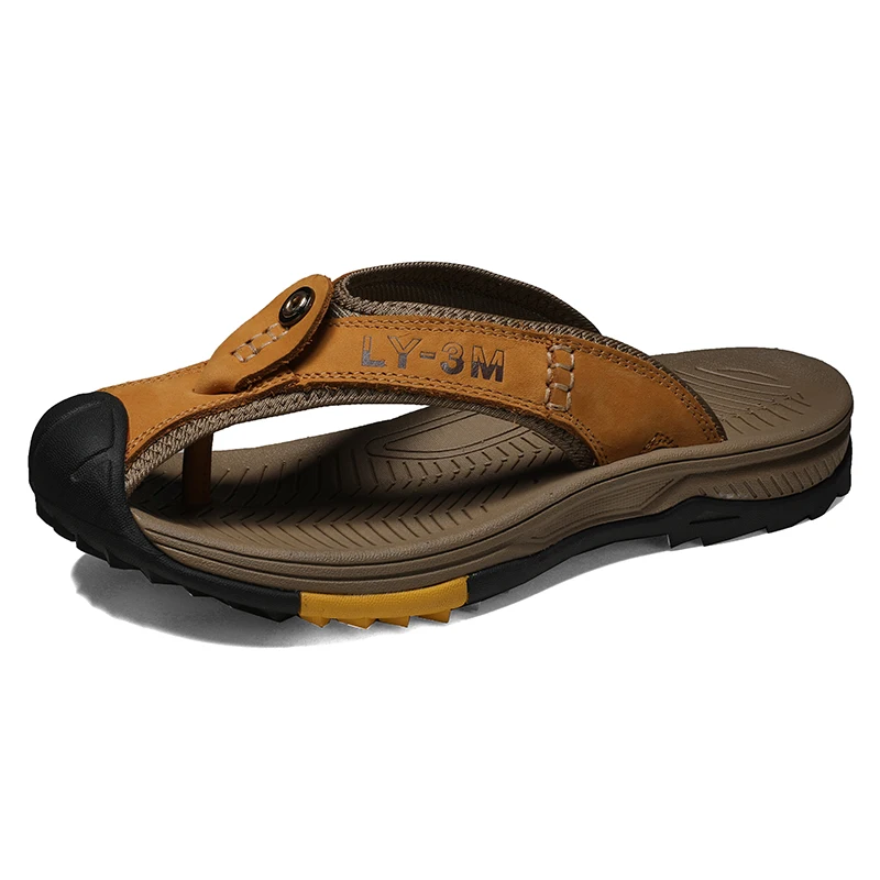 Cow Leather Flip Flops Men Slippers Sandals Classic Massage Beach Slippers Men Summer Casual Shoes Trend Original Men's Slippers