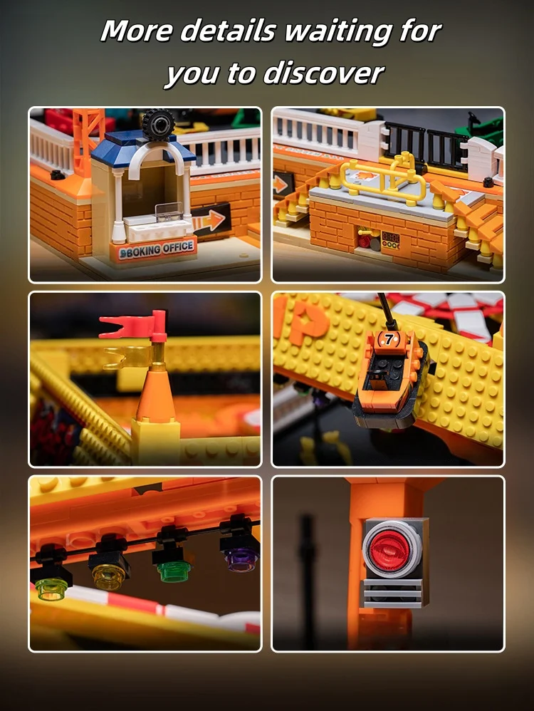 창의적인 전문가 도시 거리 풍경 MOC JD037 놀이공원 범퍼카 모델 블록 장난감 DIY 장난감 축제 선물