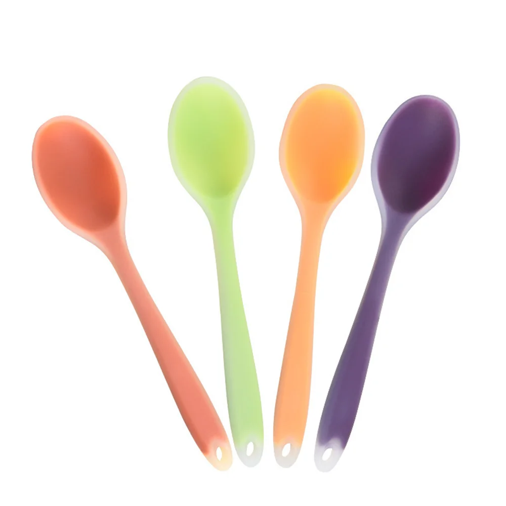 kitchen mini silicone spoon colorful heat-resistant Kitchen spoons kitchen  tools utensils Color random delivery 