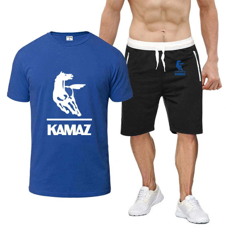 2023 Kamaz men's new leisure suit fashion 2-piece comfortable shorts short-sleeved T-shirt top+shorts sportswear summer sports s