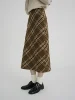 Autumn Winter Women Plaid Wool-Like Skirt High-Waisted Slim Fit Retro American Style Pencil Midi Skirt Elegant and Chic Bottom 2