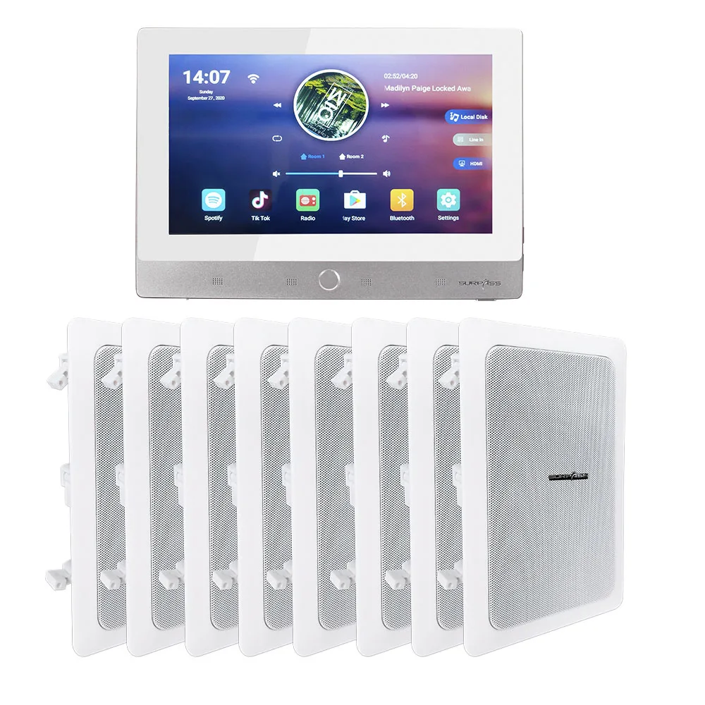 Home Theater Wifi BT In Wall Audio Amplifier Android 8.1 Touch Screen Stereo Audio Amplifier Speaker