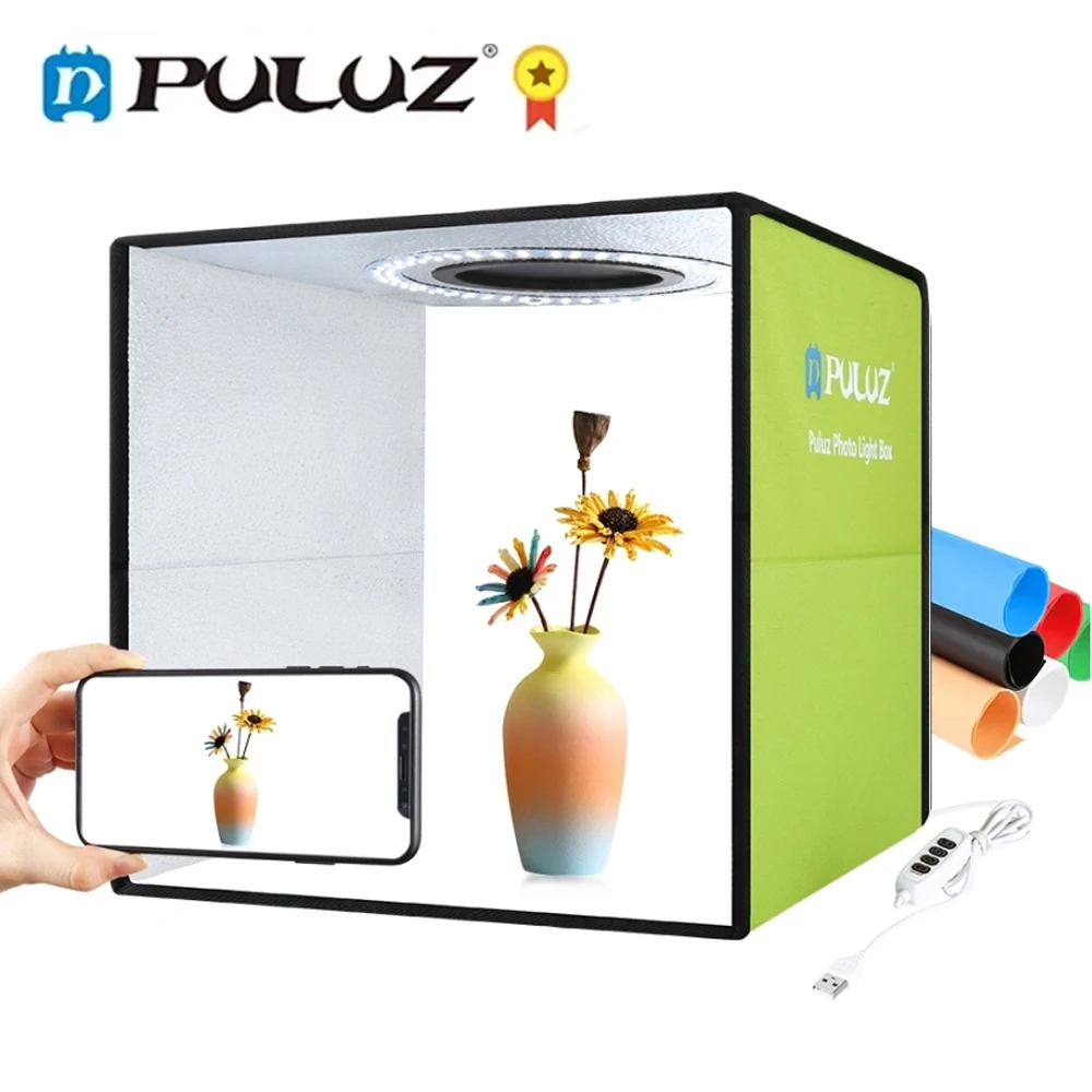 PULUZ 30CM Photo Studio Light Box,Photography Studio Shooting Tent Box Kit With 6/12 Color Background Photography Lightbox Kit