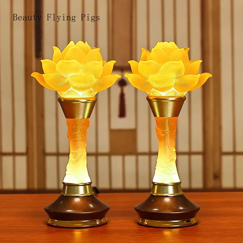 

Alloy Glazed Seven Color Simulated candlestick for Household Use,offering Buddha Prayer, feng Shui Decorations