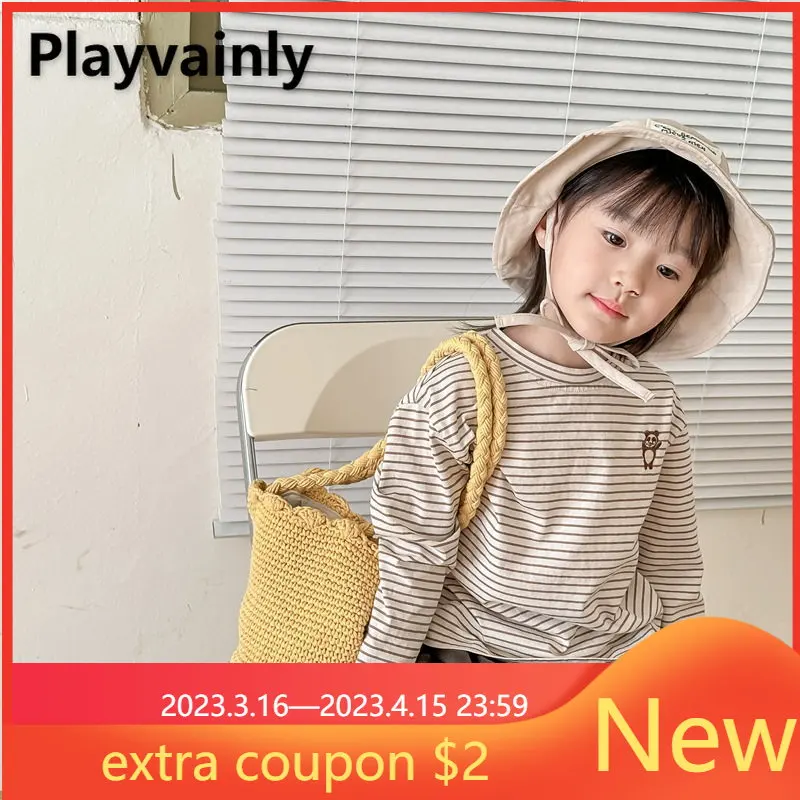

Korean Style Spring Autumn Kids Boy Girl T-shirts Round Collar Stripe Long Sleeves Top Casual Pullover Children Clothes E3086