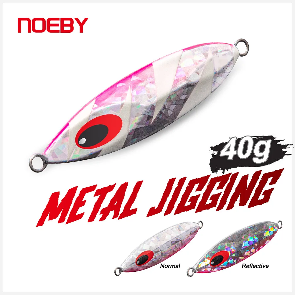 Noeby 메탈 지그 루어 40g 스푼 쇼어 캐스팅 느린 피치 지그 스윙 바닷물 낚시 미끼를위한 슈퍼 하드 인공 미끼