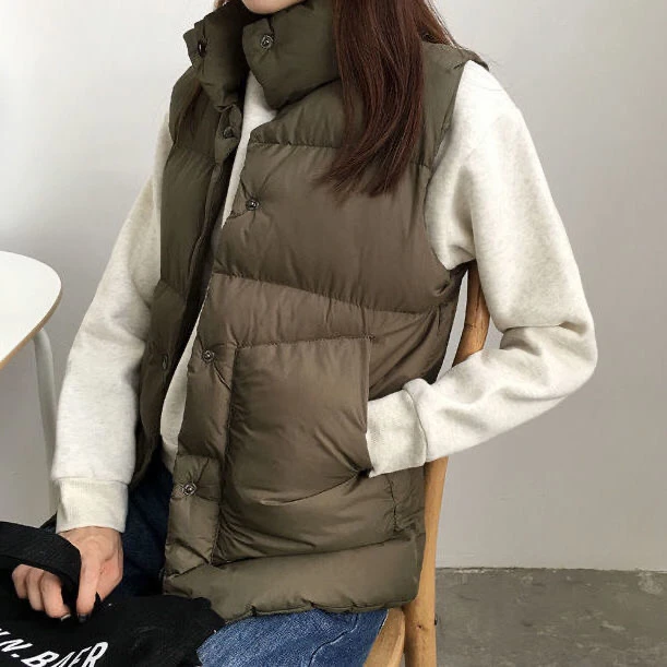 black puffer 2021 Autumn  Winter New Women's Short Vest Student Coat Girl's Cotton Coat Cotton Coat Casual Warm Outside Slim Versatile Gray petite long puffer coat