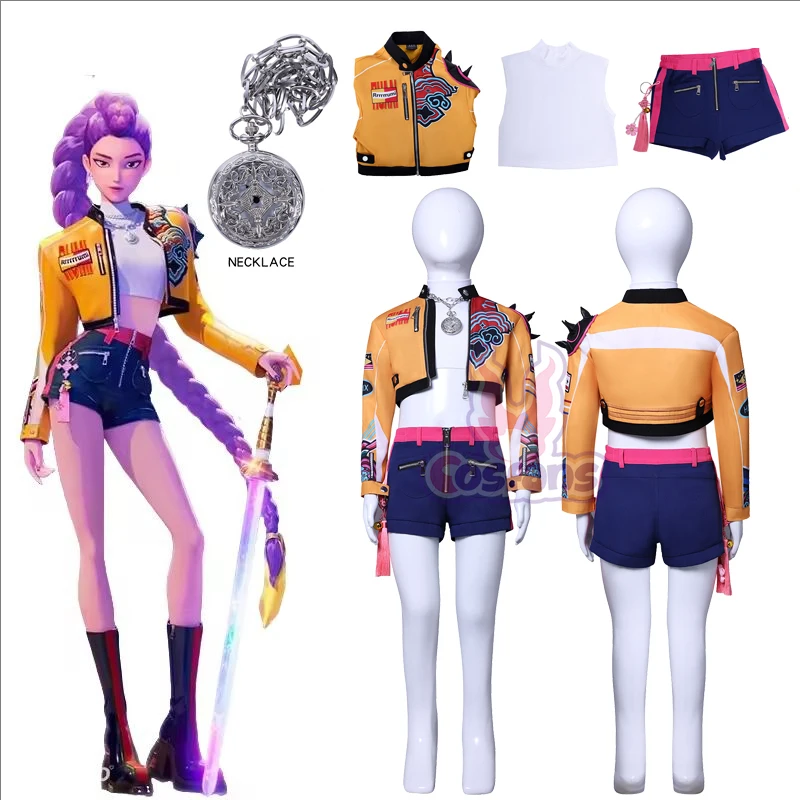 Anime KPop Chasseurs De Démons Enfants Cosplay Performance Costume Tenues K-POP: Chasseurs De Démons Rumi Groupe Concert Halloween Costume Vêtements