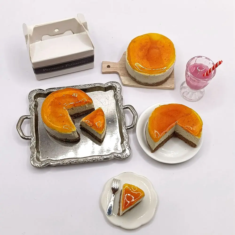 NEW 1PCS 1/6 Scale Dollhouse Miniature Cheese Cake Pretend Food Mini Cake for Blyth OB11 BJD Dolls Toys Accessories 3