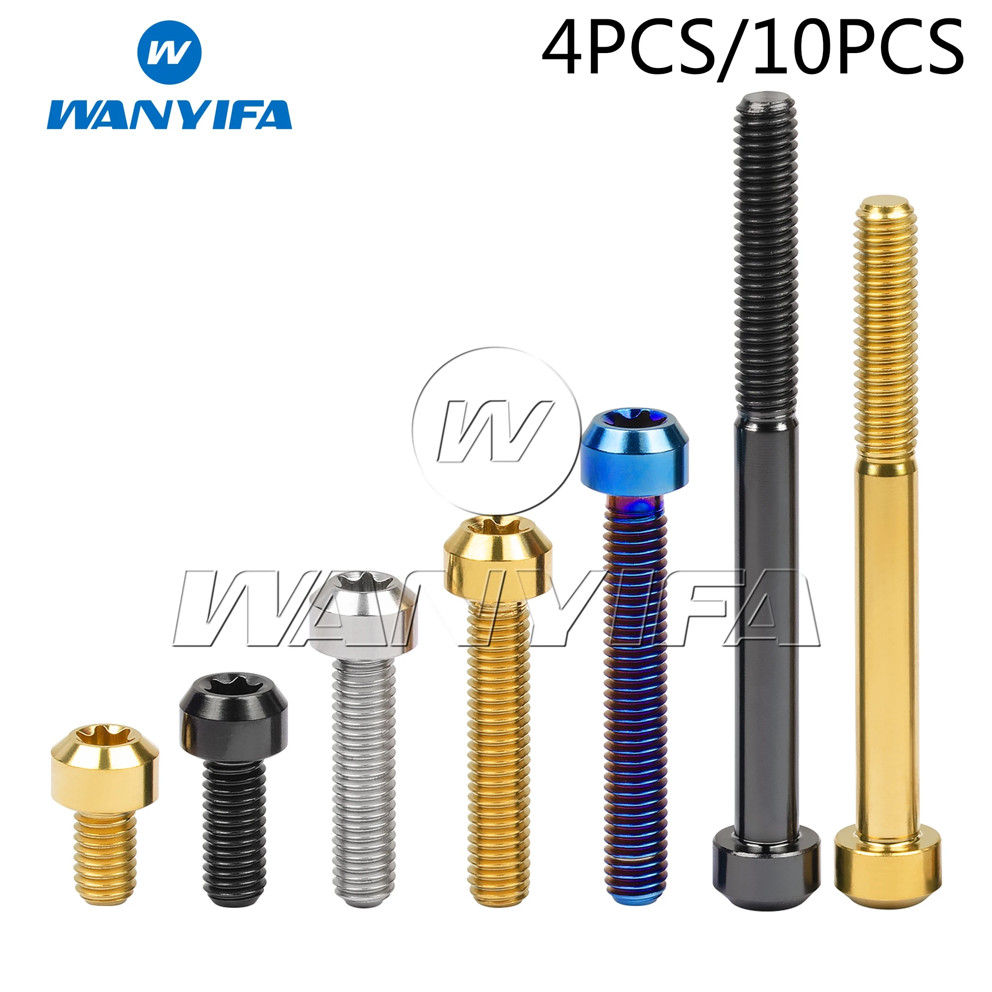 

Wanyifa Titanium Bolt M6x10/15/20/25/30/35/40/45/50/60/65/70/80mm T30 Torx Head Screws for Bicycle Motorcycle 4/10PCS