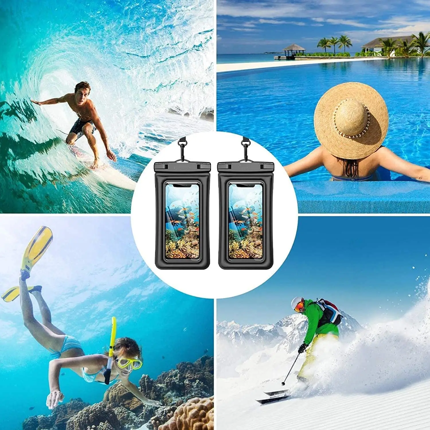 2 colors Top quality Mobile Phone Pouch 20M Waterproof Bag Underwater Dry Case Cover For snorkeling Canoe Swimming Drifting