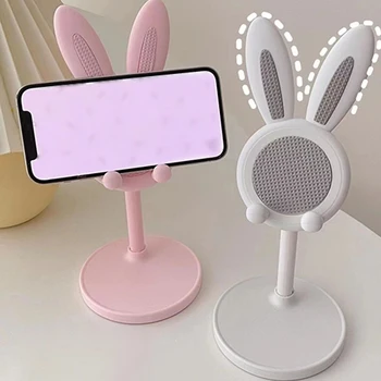 1 PCS Cute Rabbit Phone Holder, Adjustable Desktop Phone Holder With Adjustable Height, Compatible With All Mobile Devices 1