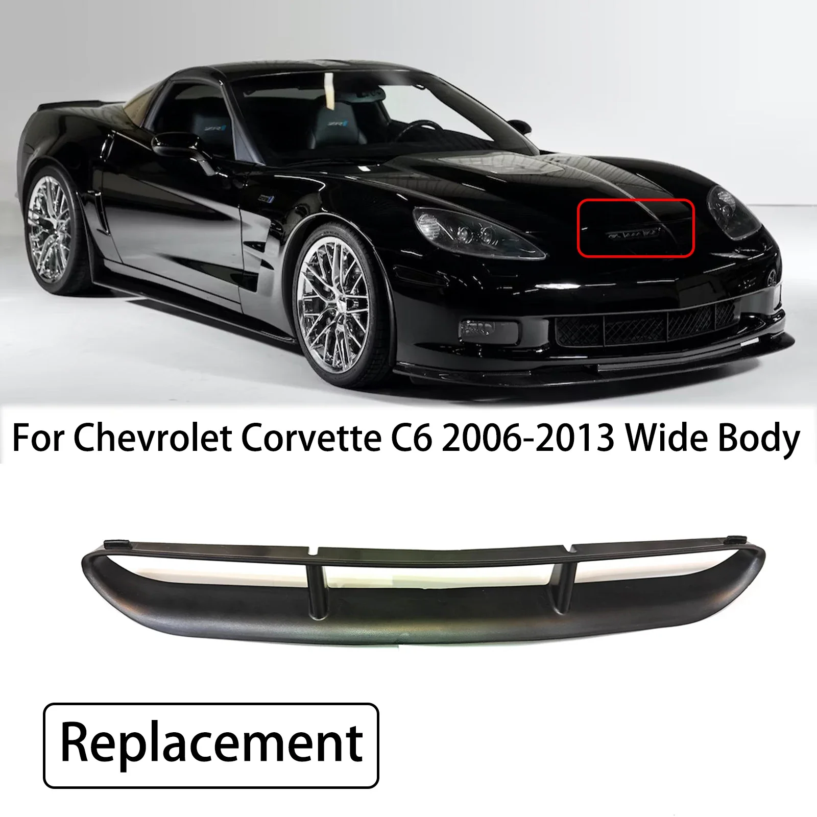 

Front Bumper Upper Grille Replacement Trim For Chevrolet Corvette C6 GS Z06 Zr1 2006-2013 Wide Body Matte Black Car Accessory