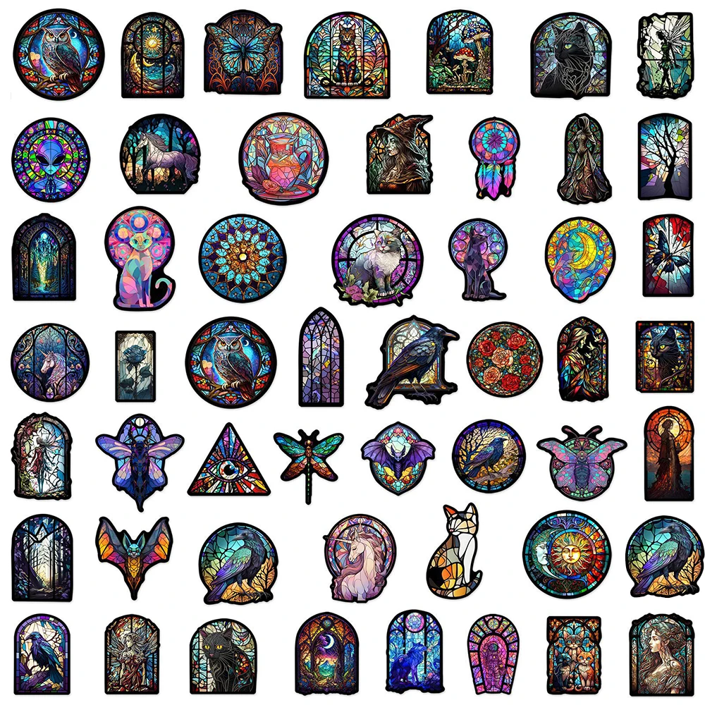 10/30/50PCS Colorful Glass Style Cartoon Graffiti Sticker Goth Aesthetic Decal DIY Skateboard Laptop Motorcycle Cool Sticker Toy