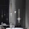 Smoke Ash Amber Glass Tube Pendant Light Dining Room Bedroom Bedside Kitchen Lamp LED Long Line Chandelier 3