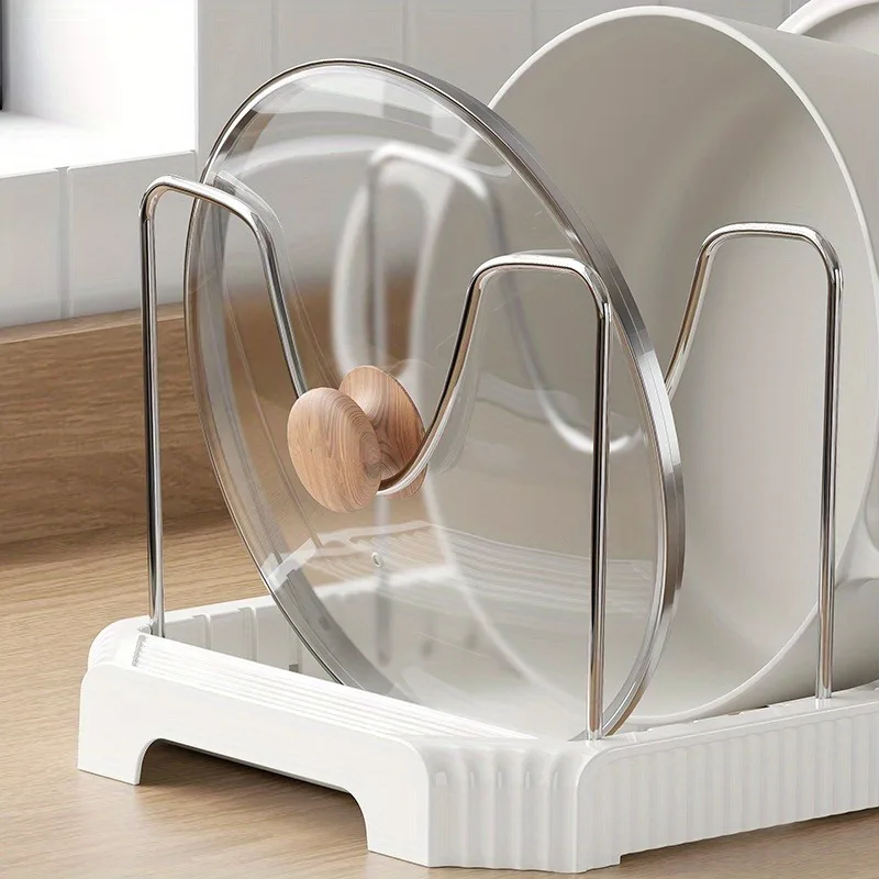 Expandable Pot and Pan Organizer Rack Stainless Steel Pot Lids Organizer Kitchen Pan Organizer for Cabinet Cookware Dish Rack 5