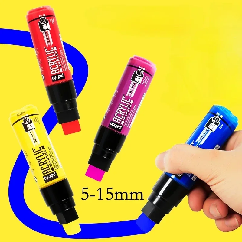 Single Acrylic Pigment Marker Pen 5-15mm Thick Oblique Head Drawn - Main Image