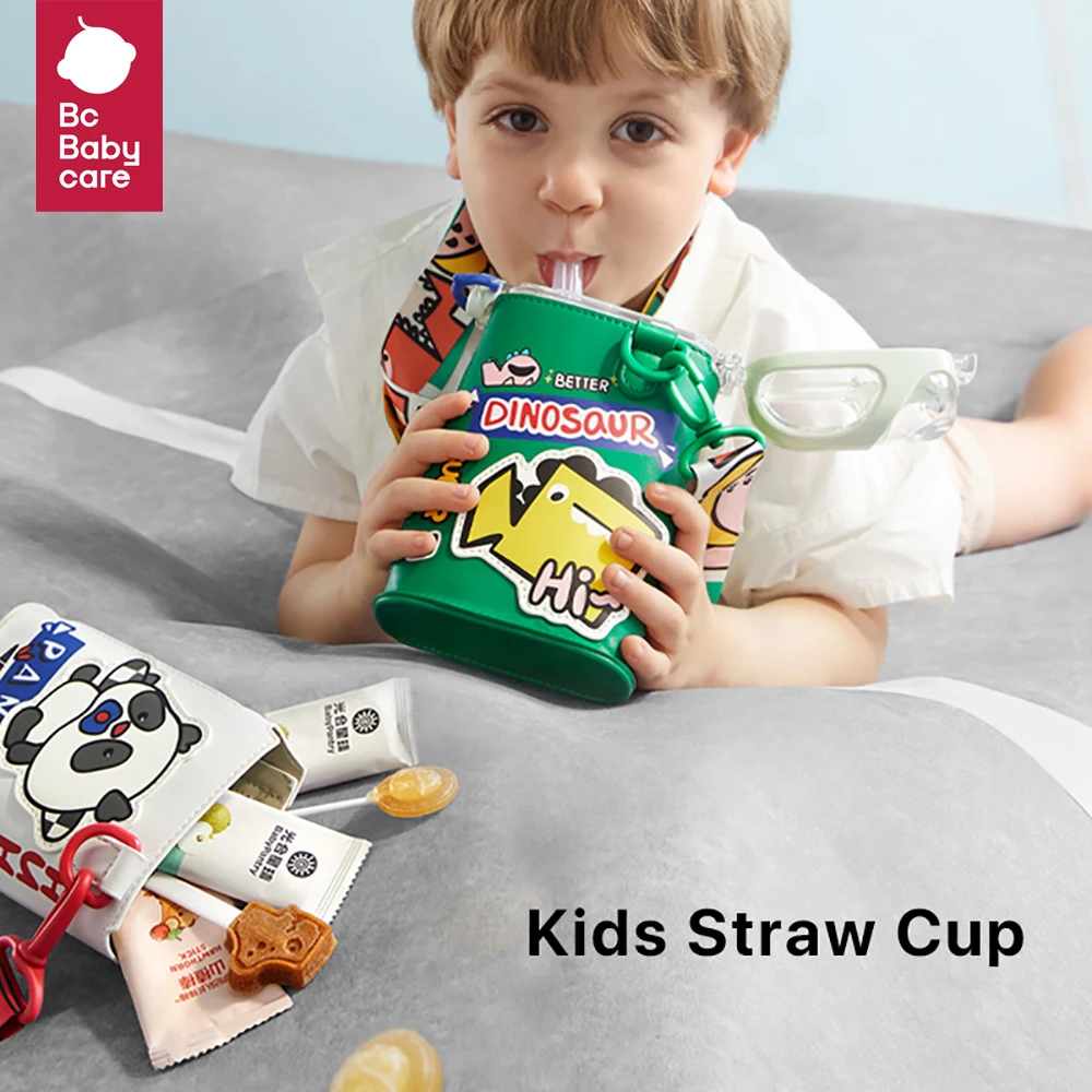 

Bc Babycare 330ml Tritan Baby Straw Cup Outdoor Portable Triple Seal Leak-proof Strap Sling Kids Bag Water Bottle Cute Printed