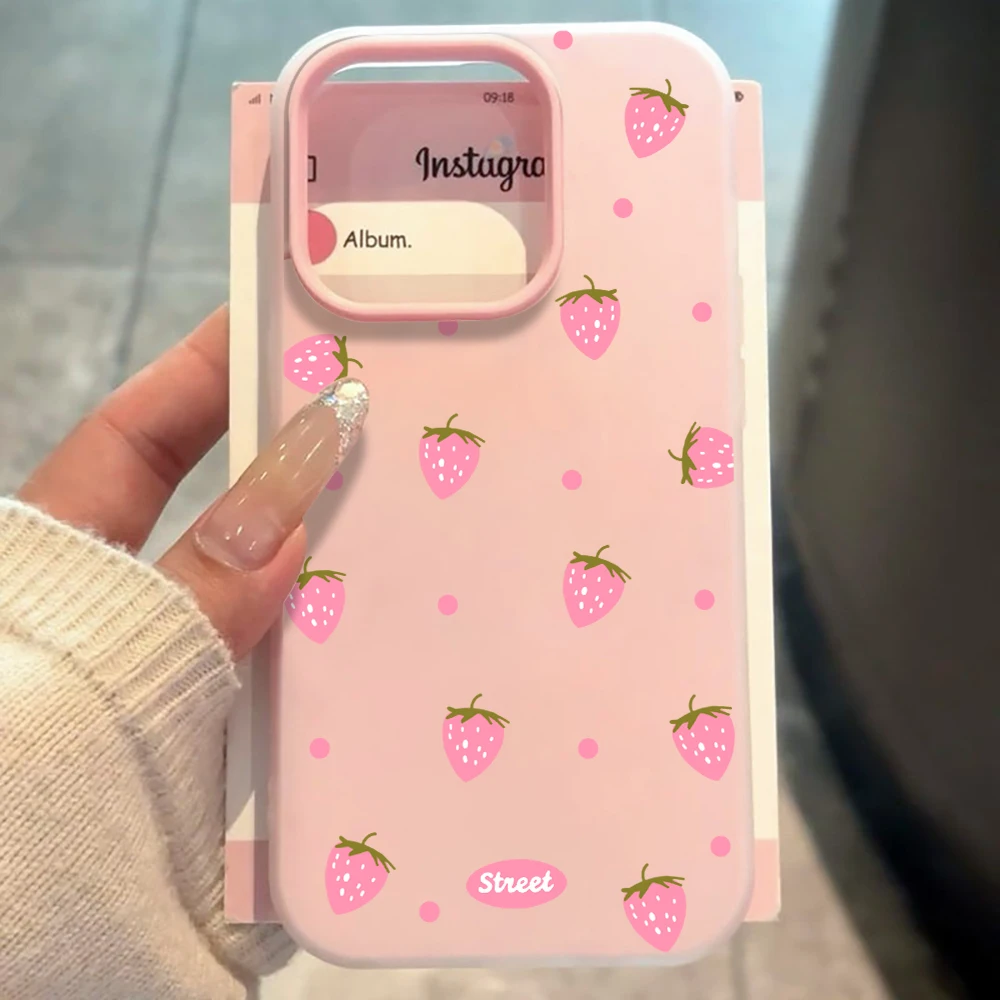 Sweet Pink Strawberry Pattern Color Phone Case Cover