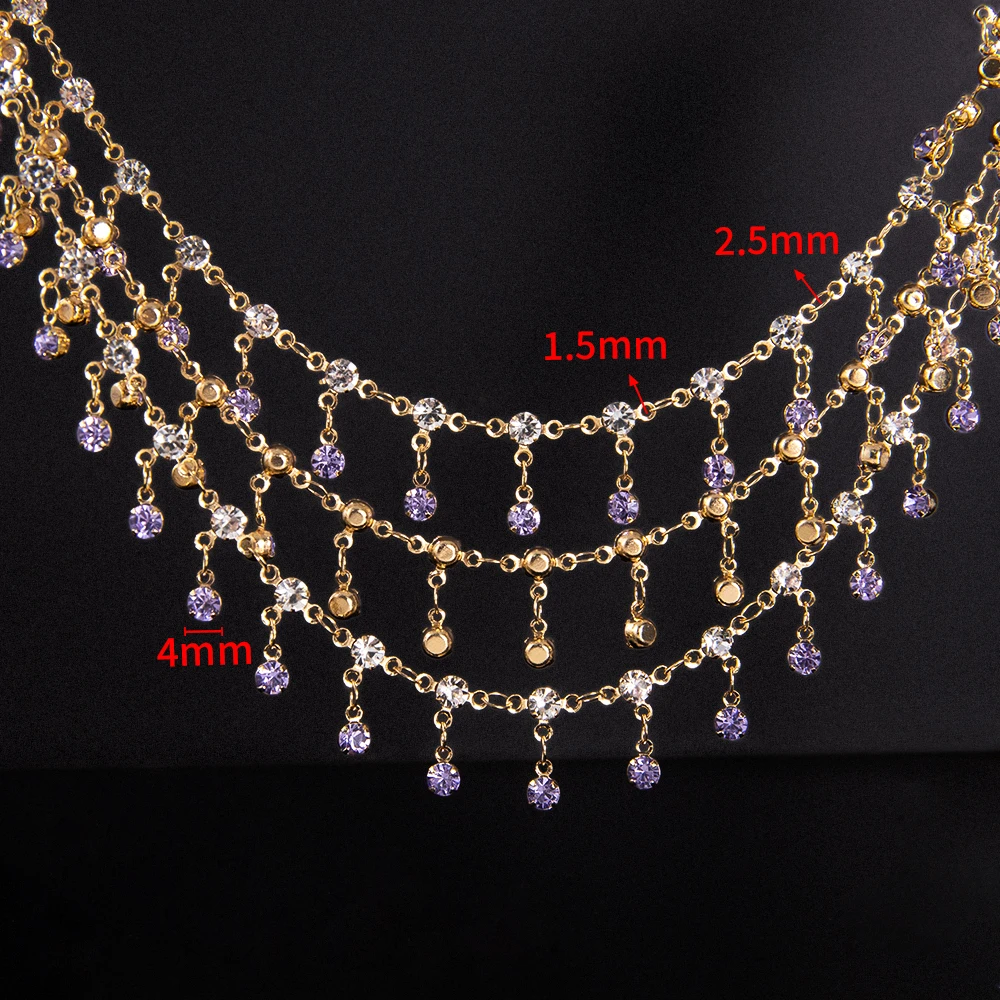 Crystal Bead Copper Chain 6