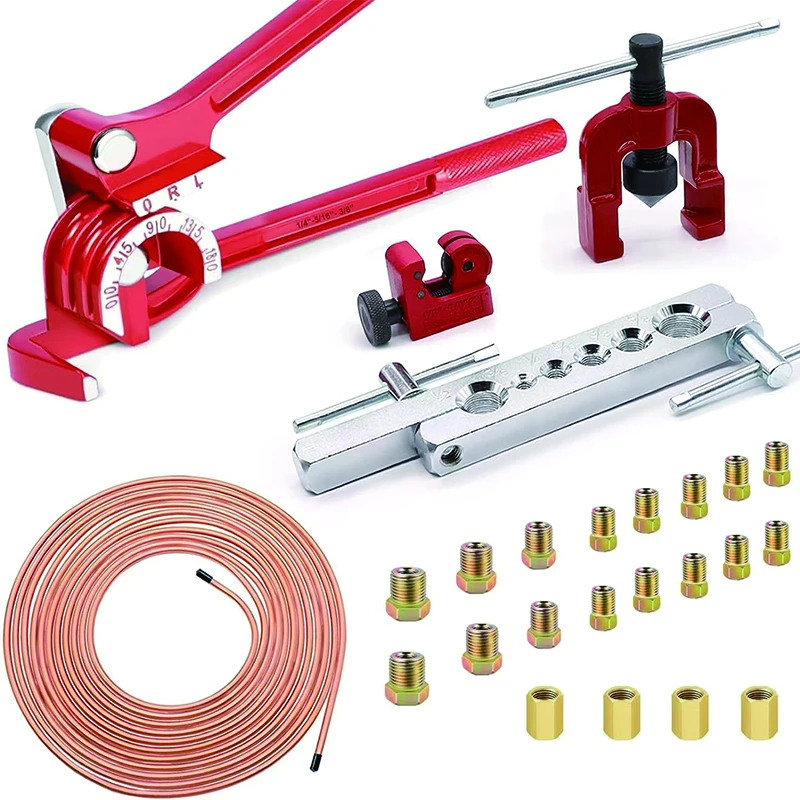 Brake Pipe Repair Kits Accessories Car Brake Line Fittings 3/16" OD Copper Nickel Line Tubing Kit