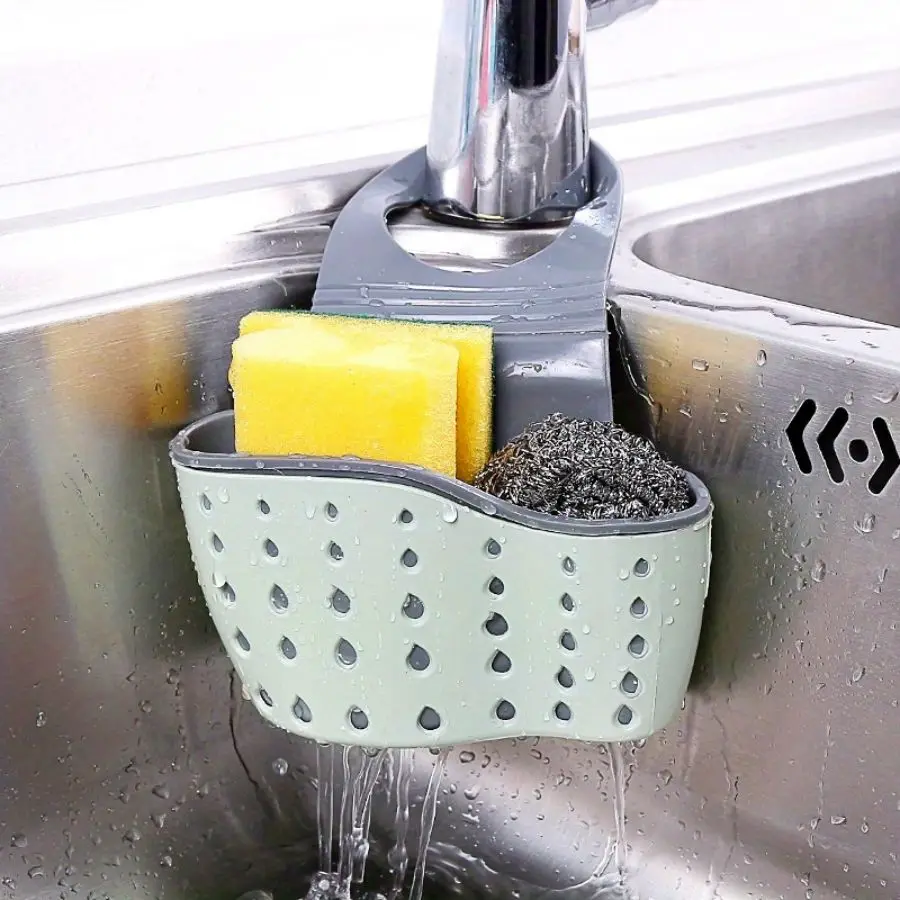 Adjustable Kitchen Sink Organizer Set: Includes Soap Sponge Holder And Hanging Drainage Bag for Kitchen Accessories