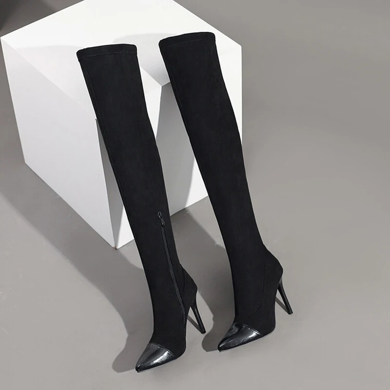 Kolnoo New Arrrival Handmade Ladies High Heel Over Knee Boots Pointy Cap-toe Sexy Xmas Prom Booties Eevning Fashion Winter Shoes