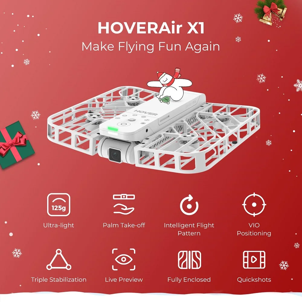 HOVERAir X1 Flying Camera Intelligent Automatic follow-up Selfie Drone 2.7K  Mini Action Camera Hover Air X1 For Birthday gift - AliExpress