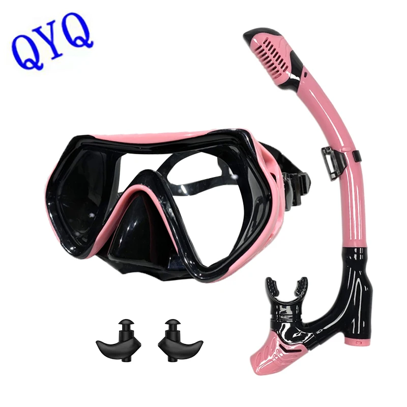 QYQ Diving mask Professional Snorkel Diving Mask and Snorkels Goggles Glasses Swimming Easy Breath Tube Set Snorkel Mask