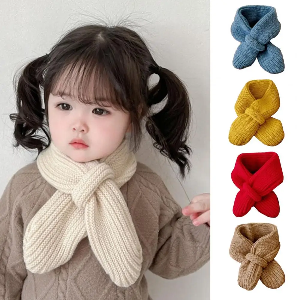 

Baby Winter Scarf Knitted Thick Elastic Solid Color Unisex Warm Cold Resistant Anti-shrink Neck Protection Children Neck Wrap