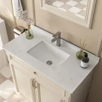 36 Inch Bathroom Vanity Top with Undermounted Rectangular Ceramic Sink & Backsplash,  Single Pre-drilled Hole 1