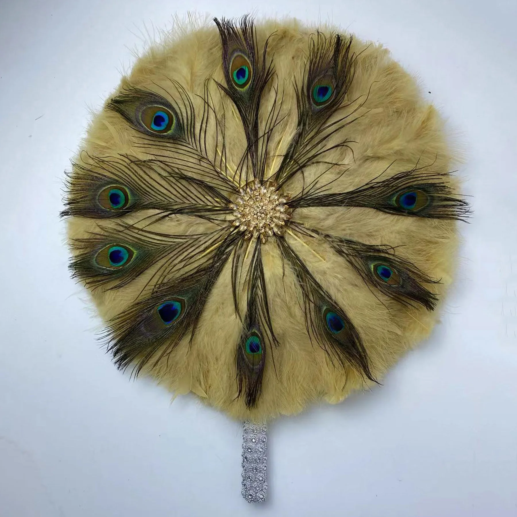 1pc/bag African Turkey Feather Hand Fan Handmade Fans For Party&wedding  Decoration Hand Fan With Stones Double-sided Feather Fan - Decorative Fans  - AliExpress