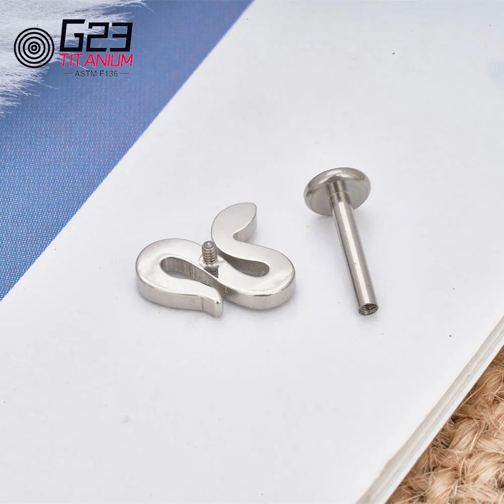 ASTM F136 Titanium 16G Snake Cubic Zirconia Nose Labret Stud Earring Tragus Conch Helix Cartilage Lobe Ear Piercing Body Jewelry