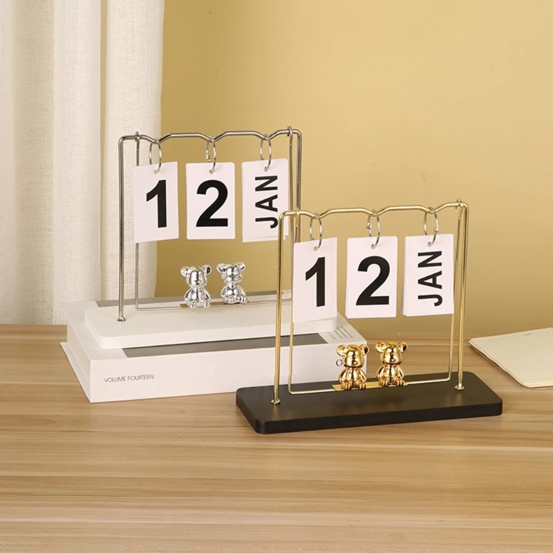 

Decorative Flip Calendar Home Decor, Iron Rings Binding Permanent Calendar with Dates/Month Cards Office Desk Calendar