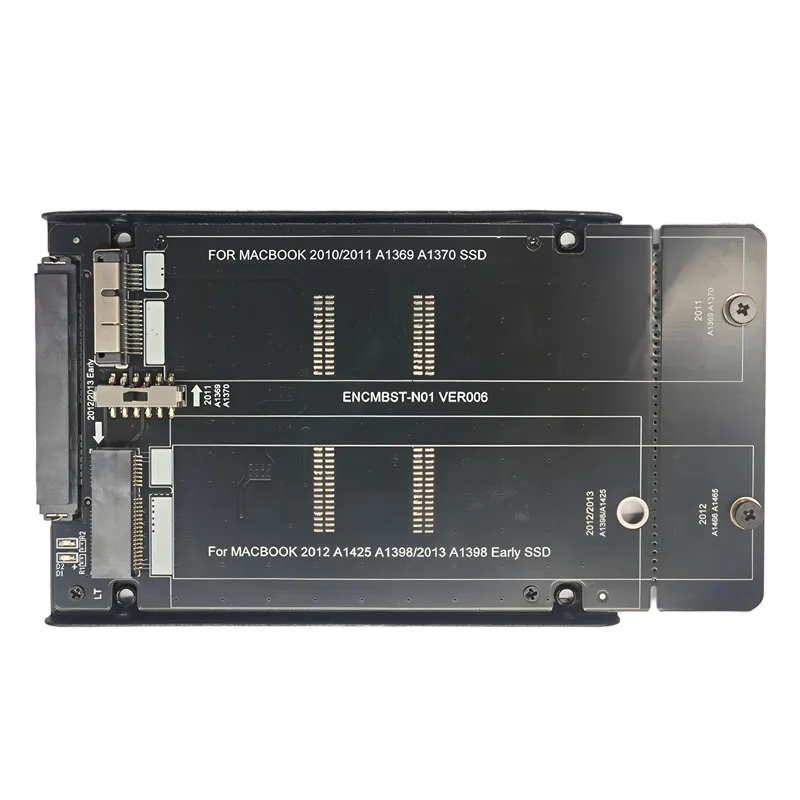 맥북 2010/2011 A1369 1370용 새 SSD to SATA 어댑터 메탈 케이스 소켓, 맥북 2012 A1425 A1398/2013 A1398 초기형 SSD용
