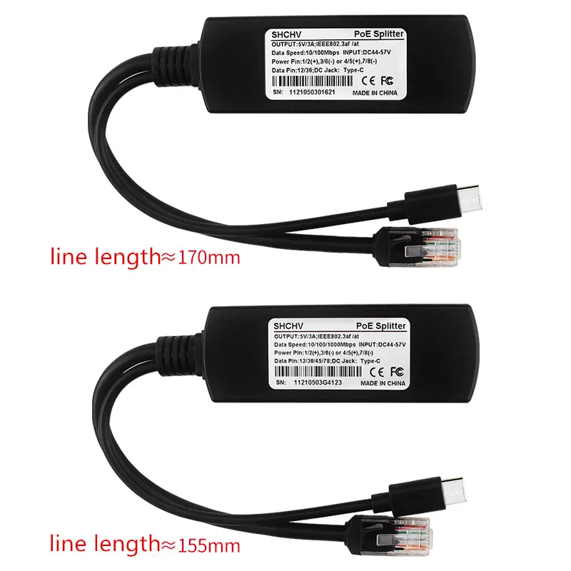 Raspberry Pi 4 PoE Splitter 10/100/1000Mbps 5V 3A Type C Connector USB Type C Po