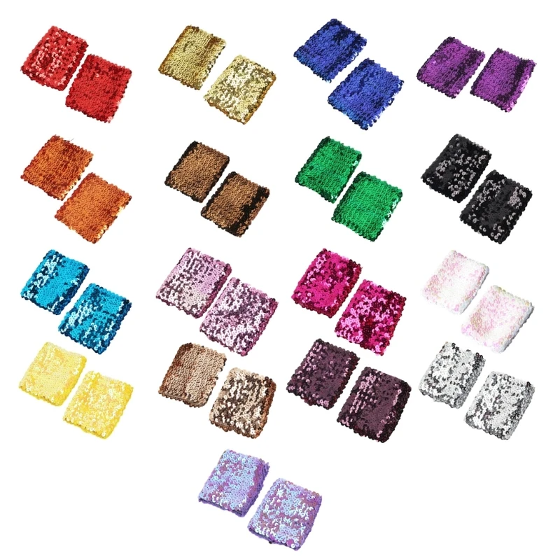 

652F Elegant Arm Cuffs Stretchable Blingbling Sequins for Festive Attire Costume Elastic Sparkling Arm Sleeve