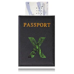 Waterproof Black Leather Passport Holder with Customizable Engraving (Engrave image X)