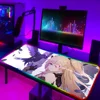 1pc Fischl Genshin Impact XXL RGB Gaming Mouse Pads HD Black Gamer Accessories Large LED 3