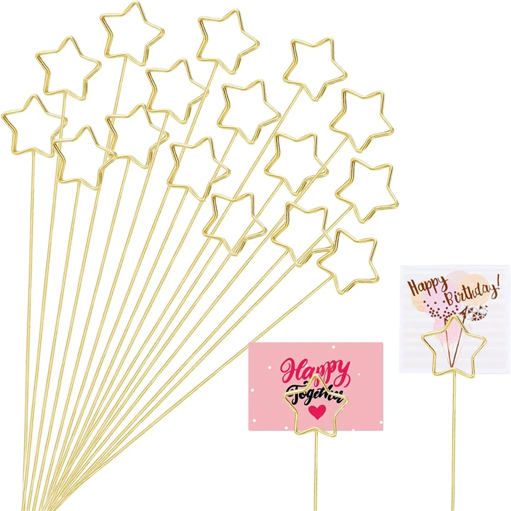 20/10PCS Flower Card Holder Art Card Holder Love Star Metal Wire Photo Stick Wedding Party Birthday Flower Ho floral card holders,photo holder stand