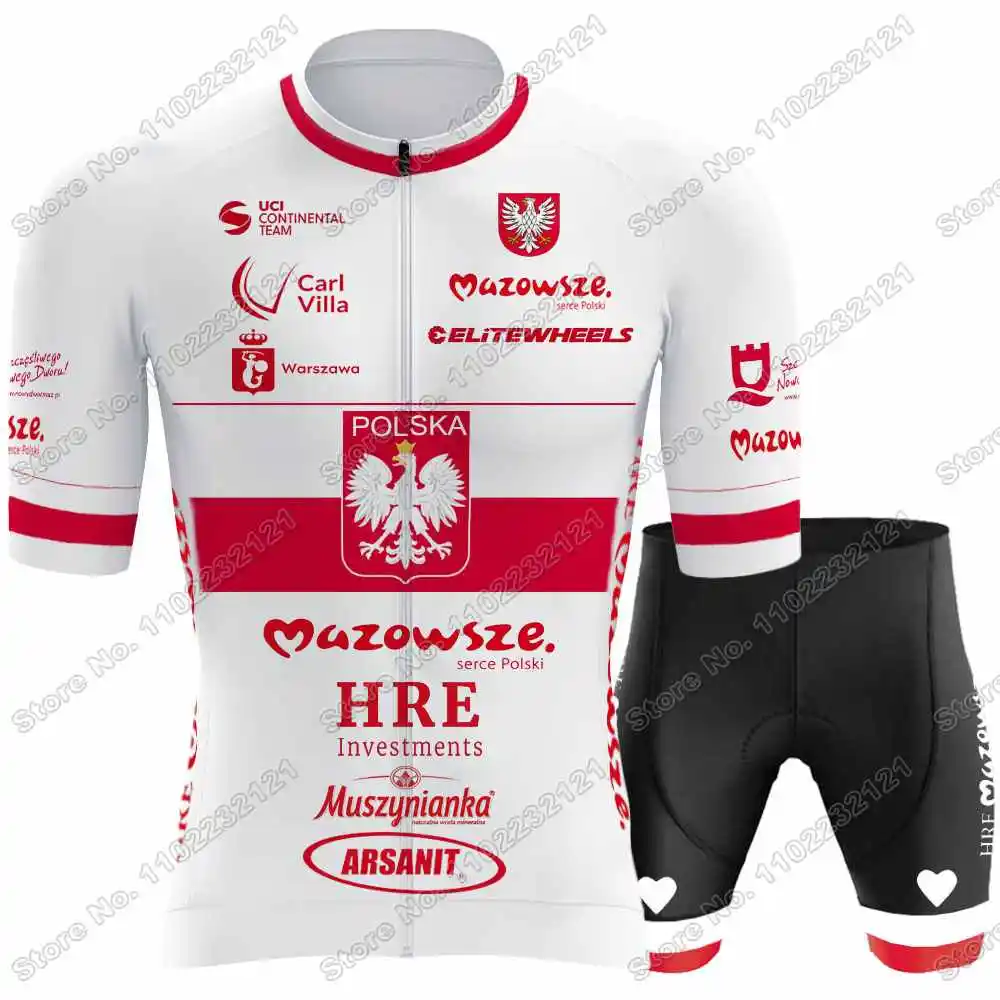 Team HRE Mazowsze Serce Polski Cycling Jersey Poland Champion Set Men Cycling Clothing Road Bike Shirts Suit Bicycle Pants cycling jersey cycling shirt cycling suit cycling jersey set