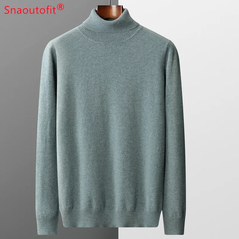 

Men's Sweater Turtleneck 100% Pure Wool Pullover Men's Long Sleeve 2024 Autumn/Winter Basic Warm Business Casual Knit Sweater