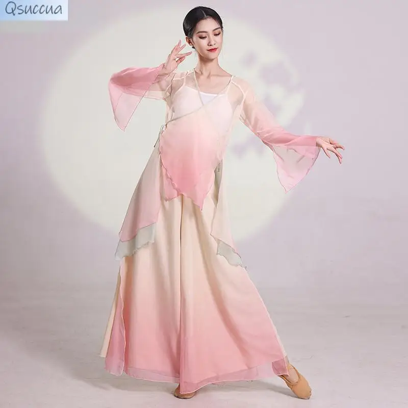

Classical Dance Clothes Body Rhyme Gauze Practice Performance Costumes Ethnic Style Women's Elegant Fairy Suits