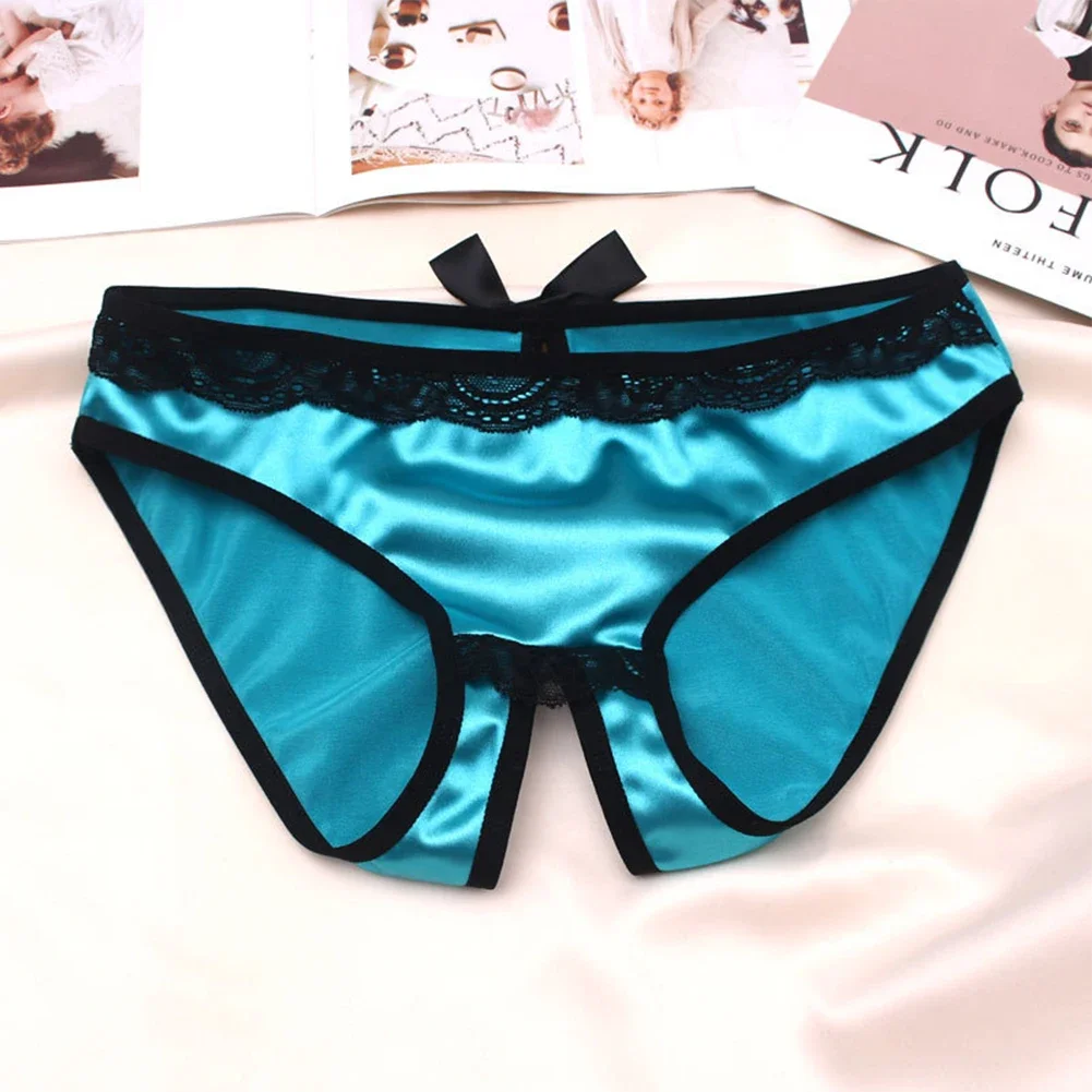 Women's Crotchless Thongs Knickers Breathable Panties Lingerie Underwear Low Rise Female Briefs, women lingerie