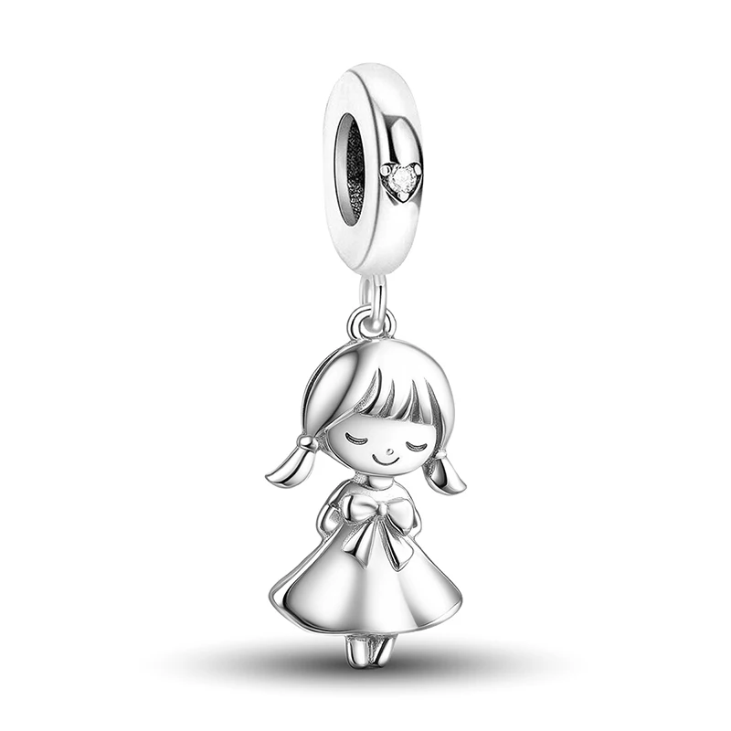 925 Sterling Silber Charms-Perlen aus der Girl-Boy-Charakter-Serie, passend für Original-Armbänder, hochwertiger DIY-Schmuck für Damen – Detail 15