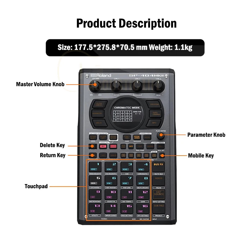 Roland SP-404 MKII Creative Sampler and Effector with 16GB Internal Storage  and 160 Samples Per Project Black SP 404 MkII