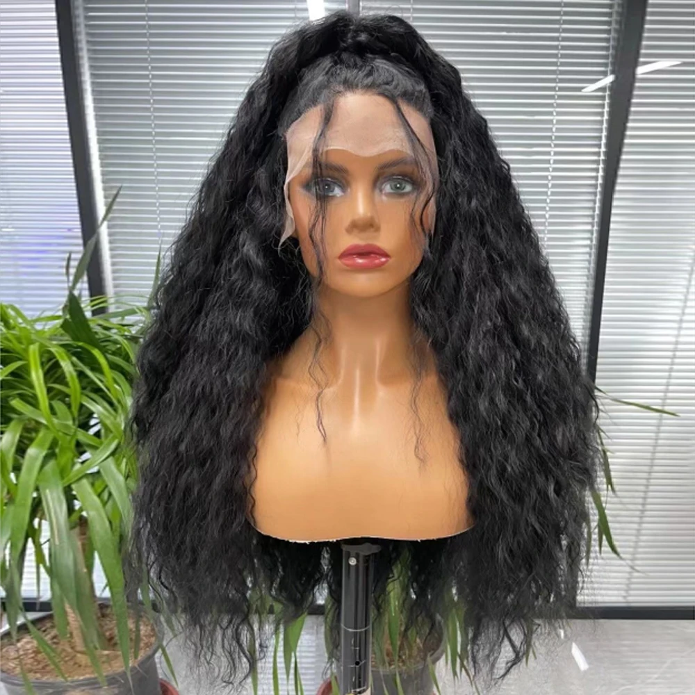 Synthetic Brazilian Wig Female Lace Front Breakdown Free Long Curly Black Cosplay Wigs For Women High Temperature Fiber