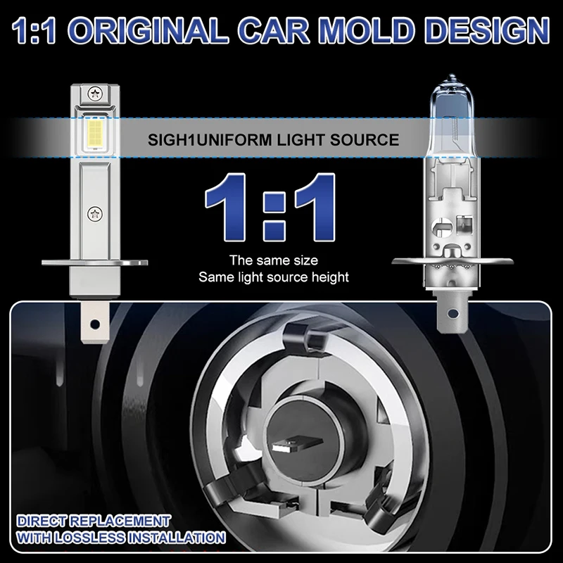 H1 LED 헤드라이트 전구 CANBUS 4500W 슈퍼 브라이트 안개등 자동차용 미니 무선 램프 자동 헤드램프 플러그 앤 플레이 12V 24V