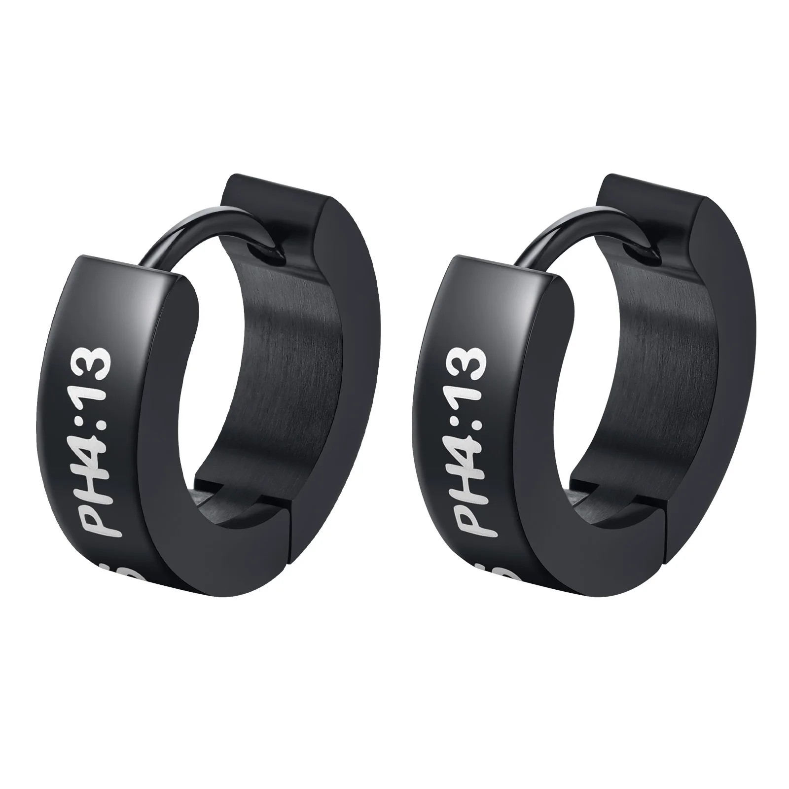 Fashion Thor Hammer Black Sleeper Hoop Earrings - Small Stainless Steel Hinged Hoops For Men & Women, 9mm, Hypoallergenic