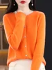 Addonee Women 100% Merino Wool Sweater Cashmere O-neck Cardigan Raglan Sleeve Classical Knitwear Solid Fashion Basic Clothing 2